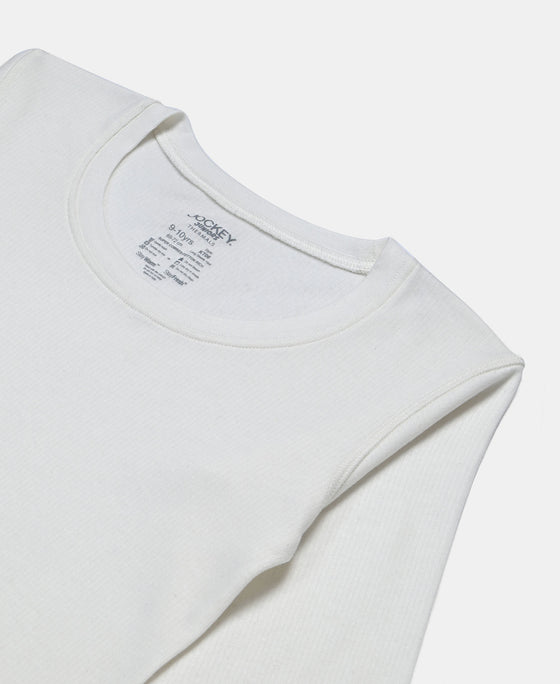 Kid's Super Combed Cotton Rich Brushed Thermal Undershirt with StayWarm Treatment - Off White