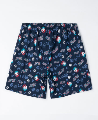 Super Combed Cotton Printed Boxer Shorts with Side Pockets - Navy & Chili Pepper (Pack of 2)
