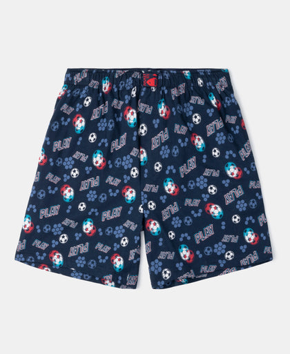 Super Combed Cotton Printed Boxer Shorts with Side Pockets - Navy & Chili Pepper (Pack of 2)