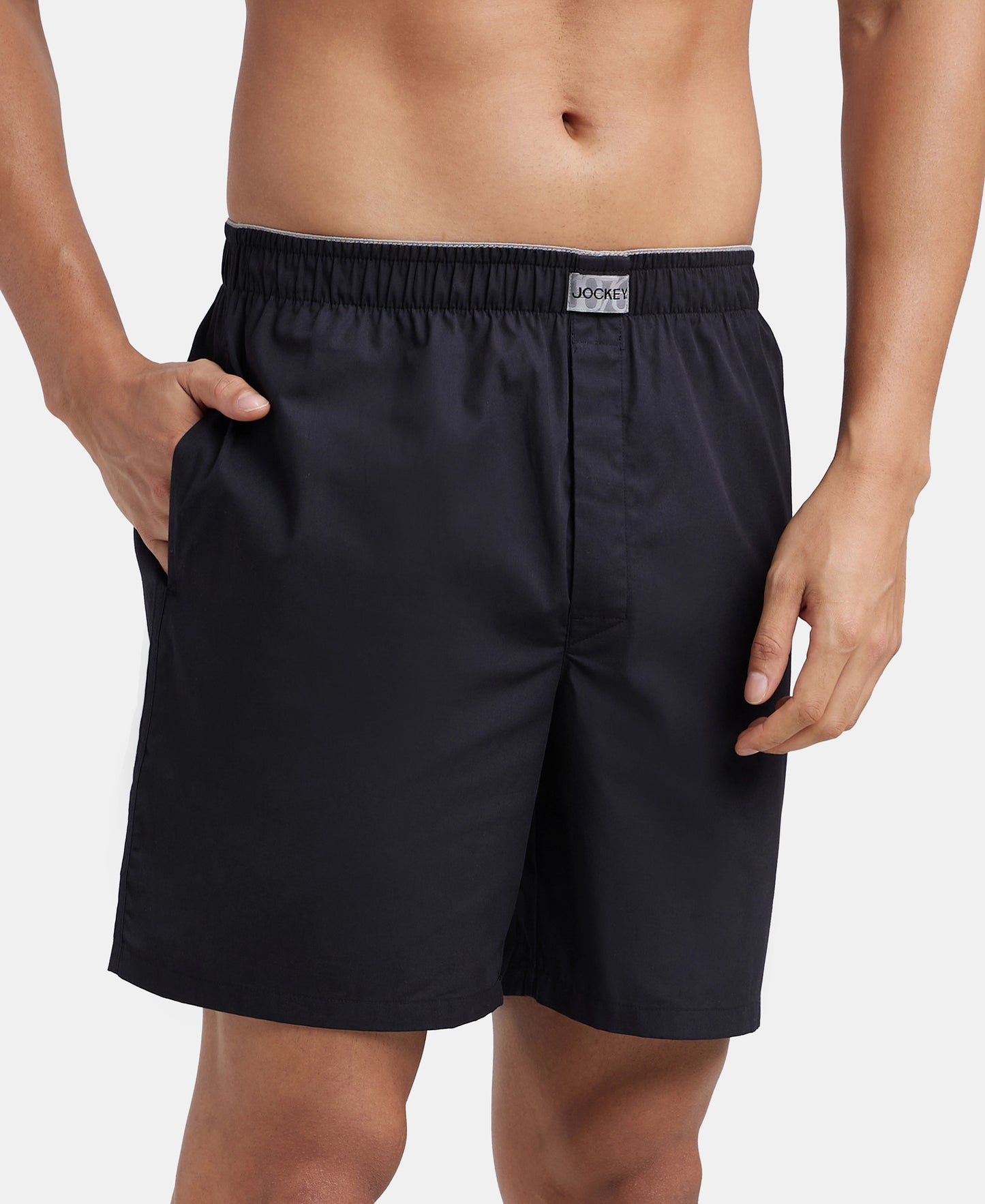 Super Combed Mercerized Cotton Woven Fabric Boxer Shorts - Black