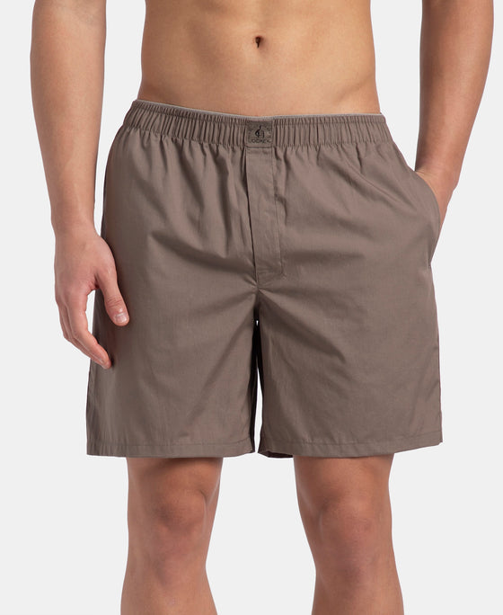 Super Combed Mercerized Cotton Woven Fabric Boxer Shorts - Dark Khaki