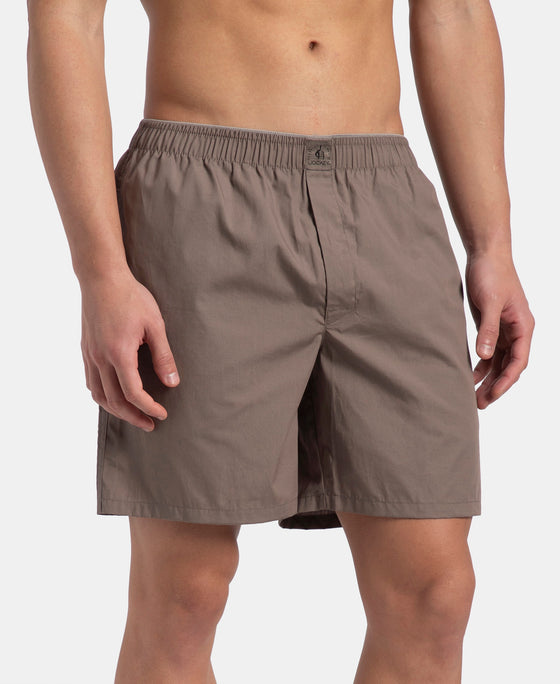 Super Combed Mercerized Cotton Woven Fabric Boxer Shorts - Dark Khaki