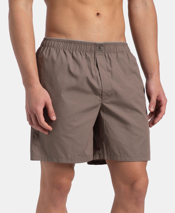 Super Combed Mercerized Cotton Woven Fabric Boxer Shorts - Dark Khaki