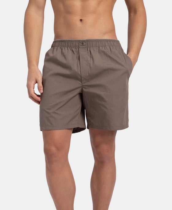 Super Combed Mercerized Cotton Woven Fabric Boxer Shorts - Dark Khaki