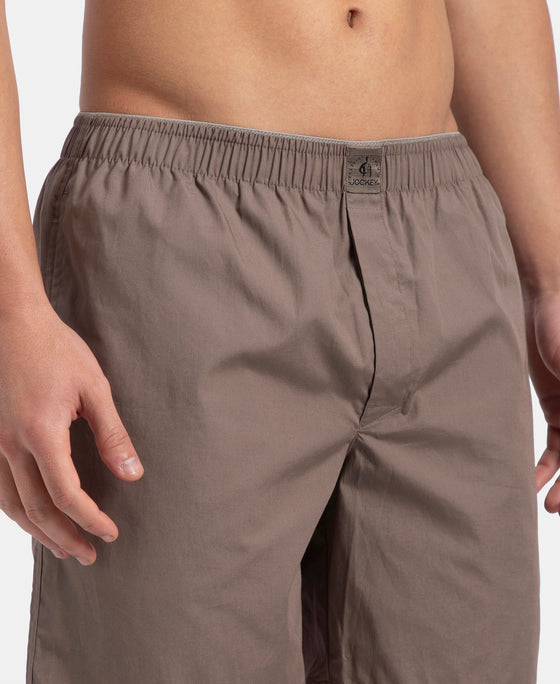 Super Combed Mercerized Cotton Woven Fabric Boxer Shorts - Dark Khaki