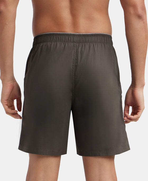 Super Combed Mercerized Cotton Woven Fabric Boxer Shorts - Deep Olive