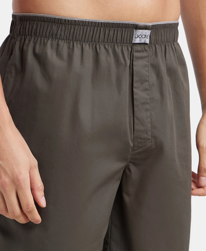 Super Combed Mercerized Cotton Woven Fabric Boxer Shorts - Deep Olive