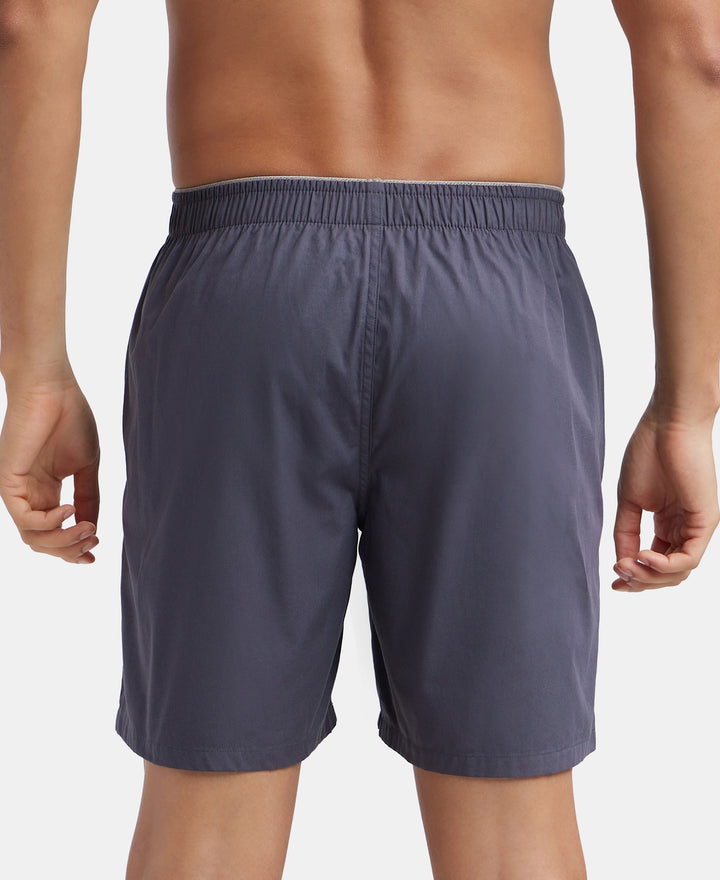 Super Combed Mercerized Cotton Woven Fabric Boxer Shorts- Graphite