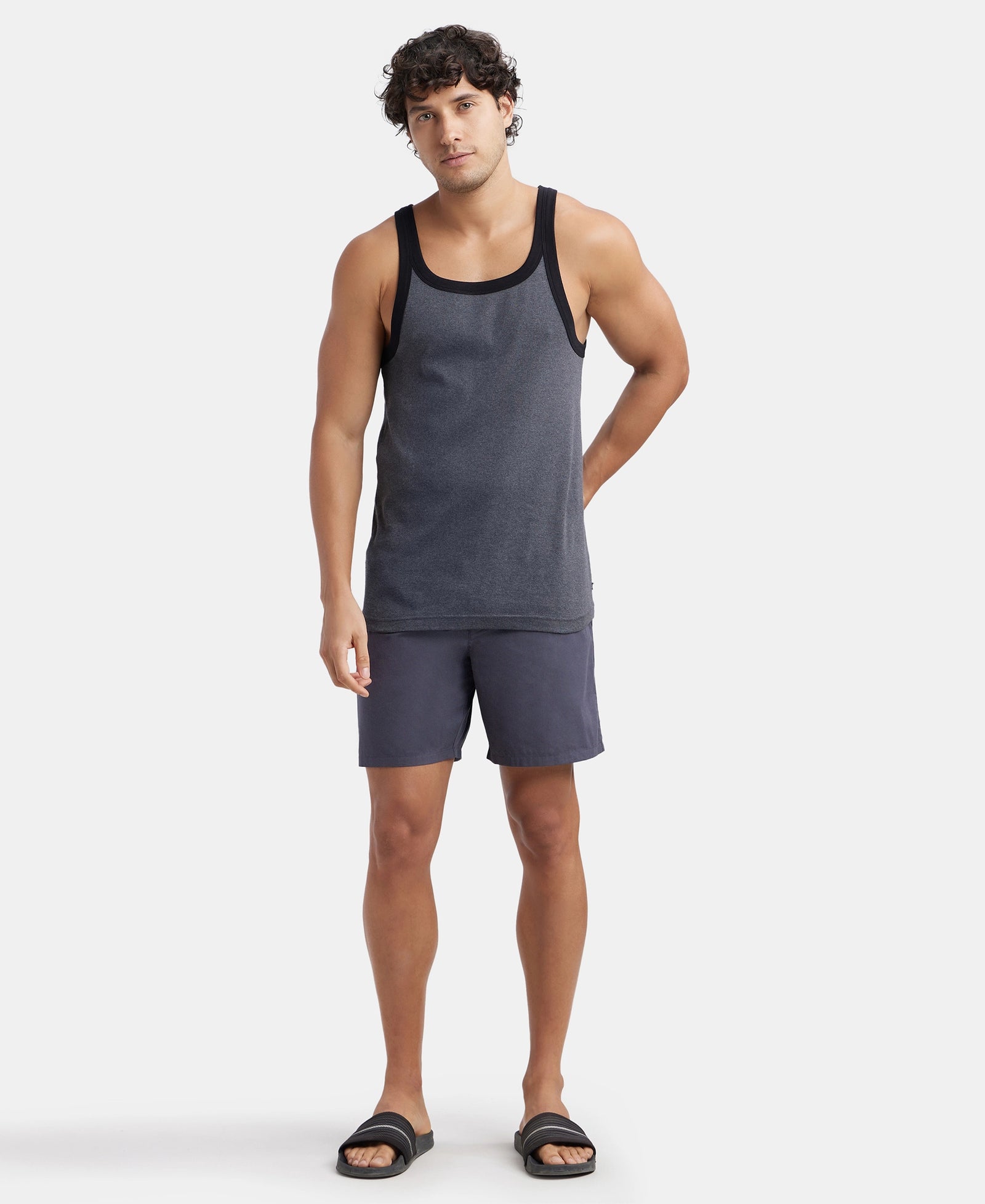 Super Combed Mercerized Cotton Woven Fabric Boxer Shorts- Graphite