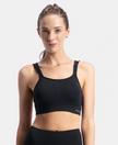 Wirefree Padded Soft Touch Microfiber Elastane Stretch Full Coverage Racerback Sports Bra with StayDry Treatment - Black