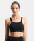 Wirefree Padded Soft Touch Microfiber Elastane Stretch Full Coverage Racerback Sports Bra with StayDry Treatment - Black