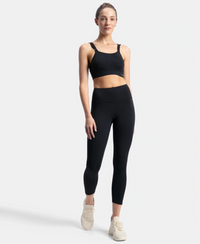 Wirefree Padded Soft Touch Microfiber Elastane Stretch Full Coverage Racerback Sports Bra with StayDry Treatment - Black