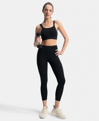 Wirefree Padded Soft Touch Microfiber Elastane Stretch Full Coverage Racerback Sports Bra with StayDry Treatment - Black