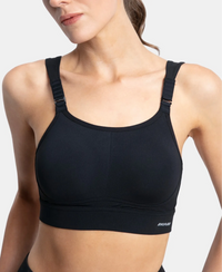 Wirefree Padded Soft Touch Microfiber Elastane Stretch Full Coverage Racerback Sports Bra with StayDry Treatment - Black