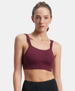 Wirefree Padded Soft Touch Microfiber Elastane Stretch Full Coverage Racerback Sports Bra with StayDry Treatment - Grape Wine