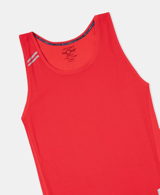 Super Combed Cotton Blend Solid Performance Tank Top with Breathable Mesh - Salsa
