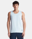 Super Combed Cotton Blend Solid Performance Tank Top with Breathable Mesh - Skyway