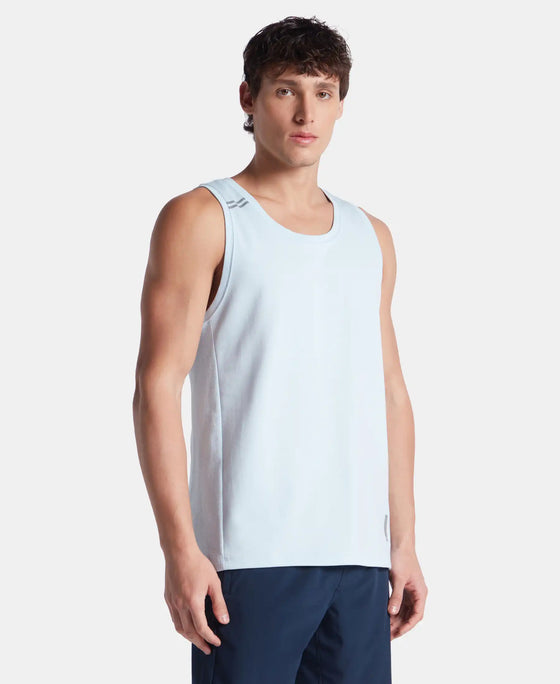 Super Combed Cotton Blend Solid Performance Tank Top with Breathable Mesh - Skyway