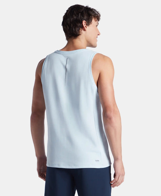 Super Combed Cotton Blend Solid Performance Tank Top with Breathable Mesh - Skyway