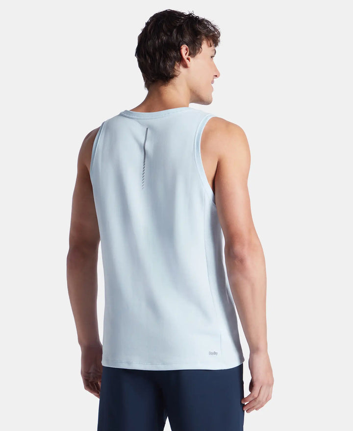 Super Combed Cotton Blend Solid Performance Tank Top with Breathable Mesh - Skyway