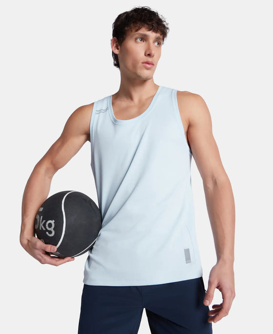 Super Combed Cotton Blend Solid Performance Tank Top with Breathable Mesh - Skyway