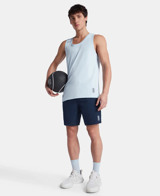 Super Combed Cotton Blend Solid Performance Tank Top with Breathable Mesh - Skyway