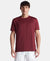 Microfiber Fabric Round Neck Half Sleeve T-Shirt with Breathable Mesh - Tawny Port