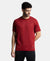 Lightweight Microfiber Solid Round Neck Half Sleeve T-Shirt with Breathable Mesh - Sundried Tomato