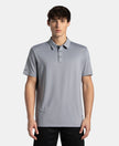 Recycled Microfiber Elastane Stretch Half Sleeve Polo T-Shirt with Breathable Mesh - Grey