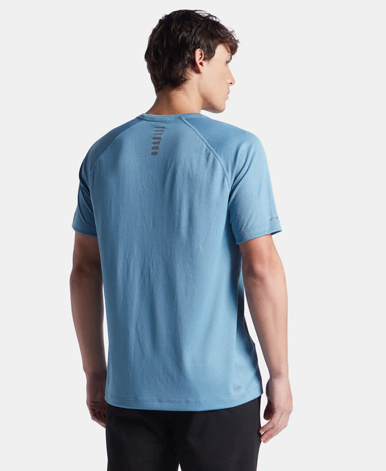 Lightweight Microfiber Round Neck Half Sleeve Printed T-Shirt with Breathable Mesh - Provincial Blue