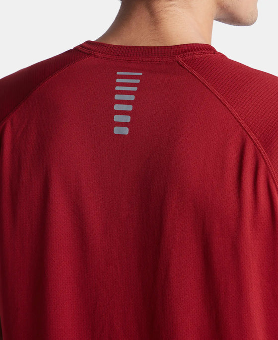 Lightweight Microfiber Round Neck Half Sleeve Printed T-Shirt with Breathable Mesh - Sundried Tomato