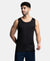 Lightweight Microfiber Solid Tank Top with Breathable Mesh - Black