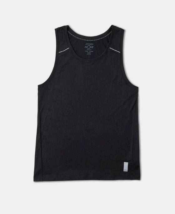 Lightweight Microfiber Solid Tank Top with Breathable Mesh - Black