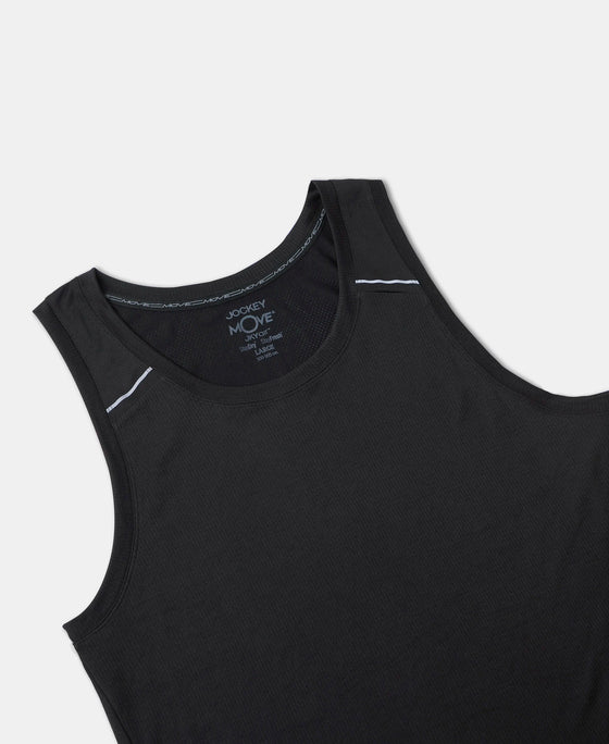 Lightweight Microfiber Solid Tank Top with Breathable Mesh - Black