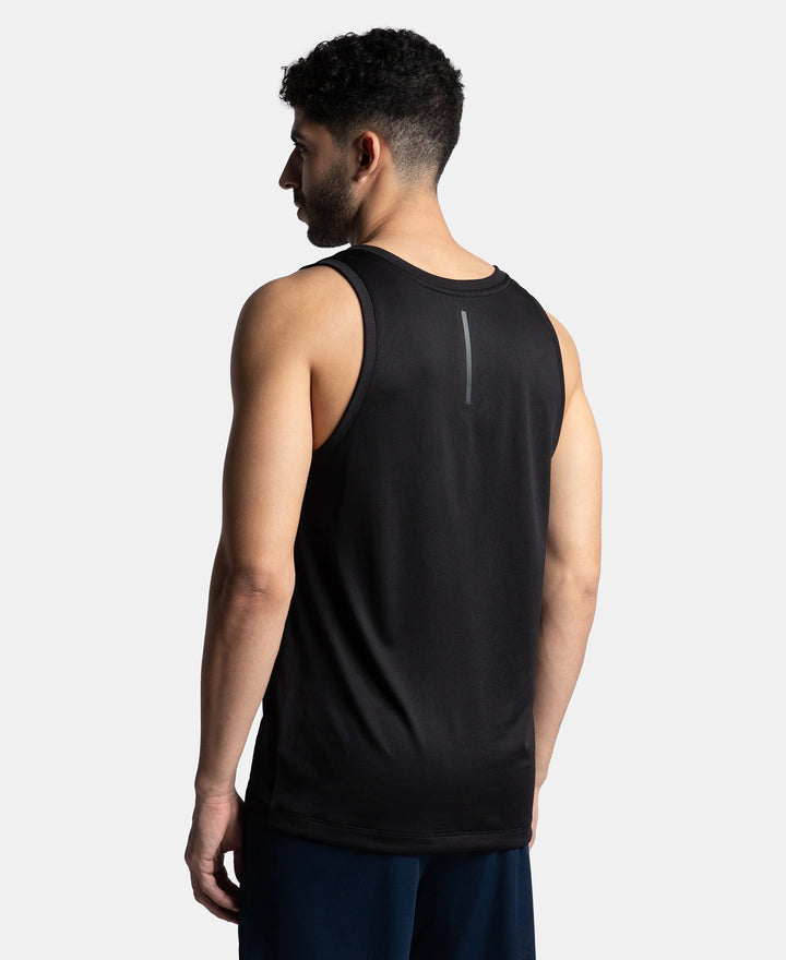 Lightweight Microfiber Solid Tank Top with Breathable Mesh - Black