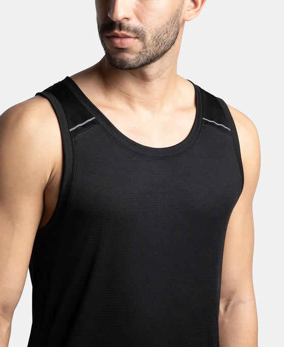 Lightweight Microfiber Solid Tank Top with Breathable Mesh - Black