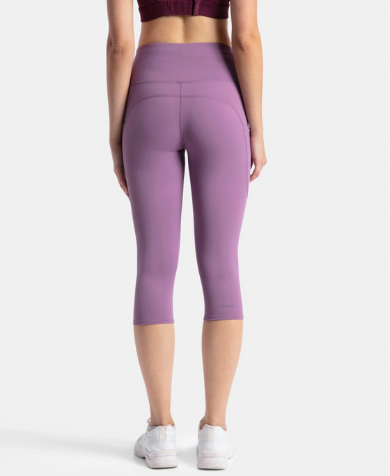 Microfiber Elastane Stretch Slim Fit Capri with Back Waistband Pocket - Chinese Violet