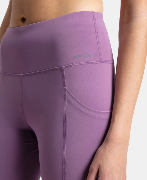 Microfiber Elastane Stretch Slim Fit Capri with Back Waistband Pocket - Chinese Violet