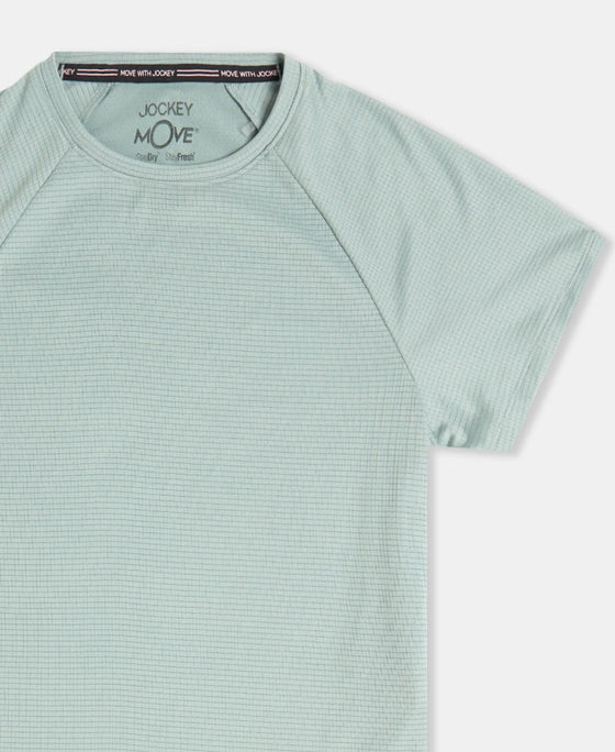 Microfiber Fabric Relaxed Fit Half Sleeve Breathable Mesh T-Shirt - Iceberg Green