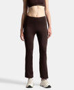 Microfiber Elastane Stretch Regular Fit Flared Pants with StayFresh Treatment - Coffee