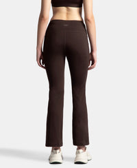 Microfiber Elastane Stretch Regular Fit Flared Pants with StayFresh Treatment - Coffee
