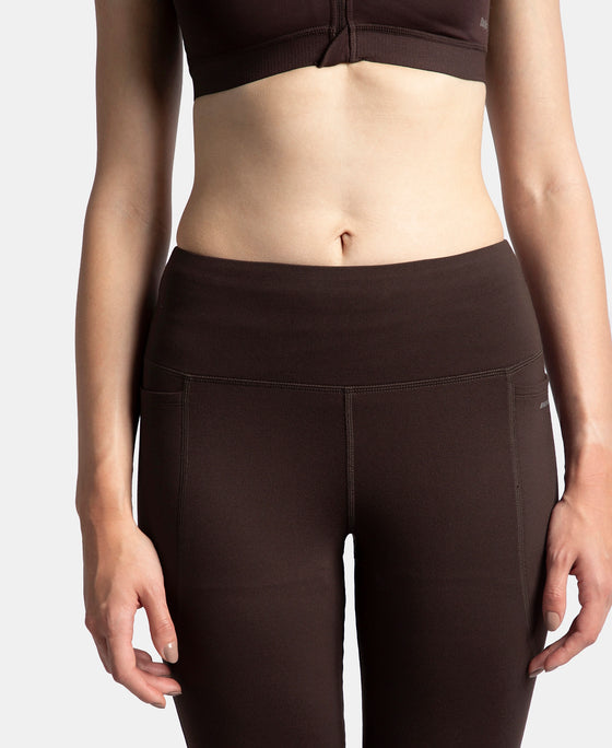 Microfiber Elastane Stretch Regular Fit Flared Pants with StayFresh Treatment - Coffee