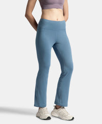 Microfiber Elastane Stretch Regular Fit Flared Pants with StayFresh Treatment - Frost