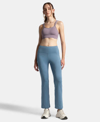 Microfiber Elastane Stretch Regular Fit Flared Pants with StayFresh Treatment - Frost