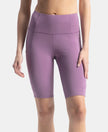 Microfiber Elastane Stretch Slim Fit Shorts with Side Pockets - Chinese Violet