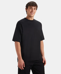 Super Combed Cotton Rich Graphic Printed Oversized T-Shirt - Deep Black