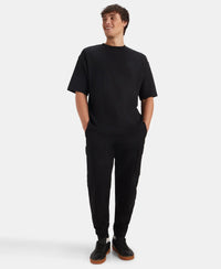 Super Combed Cotton Rich Graphic Printed Oversized T-Shirt - Deep Black
