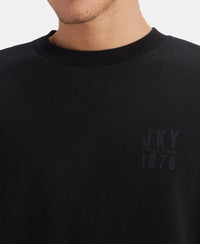 Super Combed Cotton Rich Graphic Printed Oversized T-Shirt - Deep Black