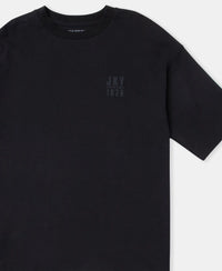 Super Combed Cotton Rich Graphic Printed Oversized T-Shirt - Deep Black