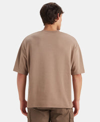 Super Combed Cotton Rich Graphic Printed Oversized T-Shirt - Taupe Grey